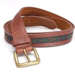 Lejon Mens Leather‎ Belt Genuine Latigo USA Brass Buckle Sz 50